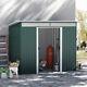 9 X 4ft Garden Shed Storage Tool Organizer With Sliding Door Vent Green