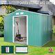 9x6 Large Garden Shed Metal Apex Roof Outdoor Storage With Free Foundation Green