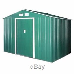 9X6 Large Garden Shed Metal Apex Roof Outdoor Storage With Free Foundation Green