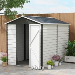 9x6FT Metal Garden Shed Outdoor Storage Shed with Sloped Roof Lockable Door