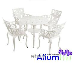 AliumT Lincoln Cast Aluminium 4 Garden Chairs White