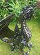 Amazing 98cm Tall Mystical Dragon Garden Ornament Sculpture In Platework Metal