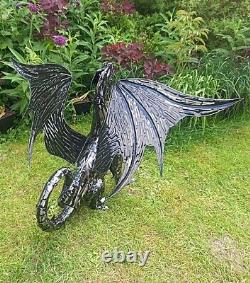 Amazing 98cm tall Mystical Dragon Garden Ornament Sculpture in Platework Metal