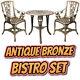 Antique Bronze Effect Garden Table And Chairs Bistro Set Weatherproof 3 Piece