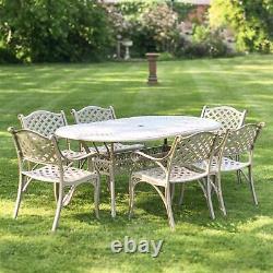 Antique Champagne Six-Seater Outdoor Garden Table & Chair Set