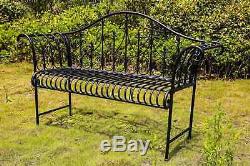 BIRCHTREE Patio Outdoor 2/3 Seater Garden Bench Metal Ornate Vintage MGB01 Black