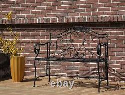 BIRCHTREE Patio Outdoor 2 Seater Garden Bench Metal Iron Ornate Vintage MGB02