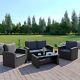 Black Rattan Weave Garden Furniture Patio Conservatory Sofa Set Free Cover