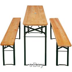 Beer Table Bench Set Folding Trestle Outdoor Wooden Garden Furniture Party 170cm