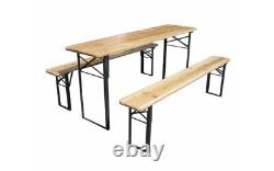 Bench Large 3 Pcs Wooden Folding Picnic Beer Table Trestle Patio Outdoor Garden