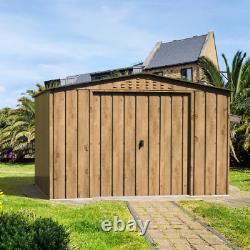 BillyOh 10ft x 8ft Metal Garden Shed Woodgrain Effect Apex Metal Garden Shed