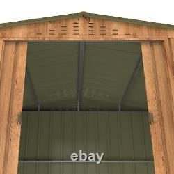 BillyOh 10ft x 8ft Metal Garden Shed Woodgrain Effect Apex Metal Garden Shed