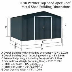 BillyOh Partner Metal Garden Shed Apex Roof Heavy Duty Galvanised Steel Storage