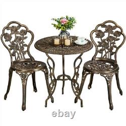 Bistro Set 3PCS Patio Table and Chairs Aluminum Garden Furniture Set Outdoor