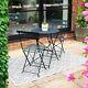 Bistro Table & Chairs Set Coloured Finish Garden Foldable Metal 3 Piece Set