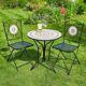 Bistro Table Set Brown Beige Mosaic 2 Chairs Outdoor Furniture Garden Furniture