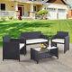 Black Outdoor Garden Furniture Rattan 3 Chairs And Table Set Patio Conservatory
