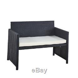 Black Outdoor Garden Furniture Rattan 3 Chairs and Table Set Patio Conservatory
