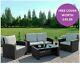 Black Rattan Garden Furniture Sofa Armchair Chair Coffee Table Set Free Cover