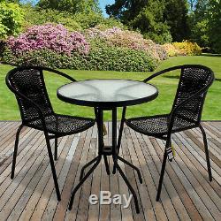 Black Wicker Bistro Sets Table Chair Patio Garden Outdoor Furniture Diner Home