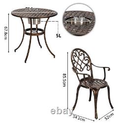 Bronze Cast Aluminum Bistro Set Tea for Two Outdoor Garden Furniture Swirl