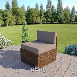 Brown Corner Modular Rattan Wicker Weave Garden Furniture Set Sofa FREE COVER