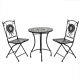 Charles Bentley Mosaic Bistro Set For Two Garden & Outdoor Dining Black
