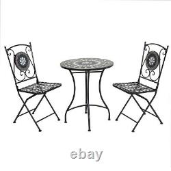 Charles Bentley Mosaic Bistro Set for Two Garden & Outdoor Dining Black