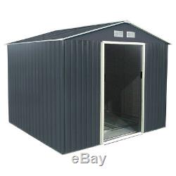 Charles Bentley Navy Grey 6ft x 9ft Metal Steel Garden Shed Outdoor Storage