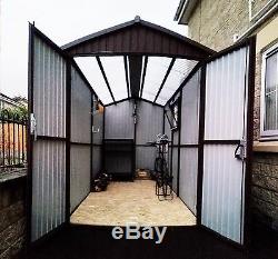 Clear Roof 6x14ft Garden Bike Shed or Motorbike Garage Any Size Safe Storage