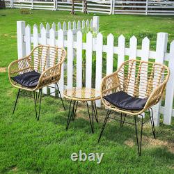 Conversation Wicker Rattan Coffee Set with Chairs Patio Garden Outdoor Furniture