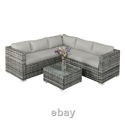 Corner Rattan Sofa Set Outdoor Garden Furniture Patio L-Shaped With Table 192Cms