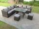 Corner Rattan Sofa Set Dining Table Outdoor Furniture Garden With Footstool Grey