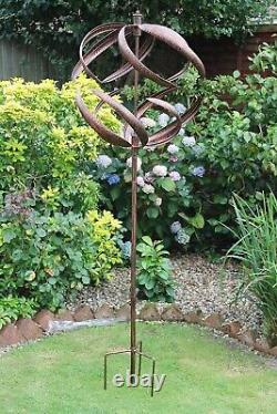 Creekwood SPHERE Wind Spinner Sculpture, Brushed Copper (56 x 56 x 208 cm)