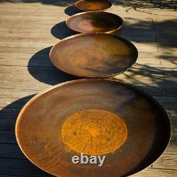 Curved Corten Steel Water Bowl Garden Feature Home Tranquil Outdoors Decor