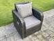 Dark Grey Mixed Reclining Curved Rattan Garden Chair Patio Outdoor With Cushion