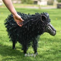 Deluxe Twisted Metal Sheep Garden Sculpture in Black