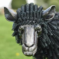 Deluxe Twisted Metal Sheep Garden Sculpture in Black