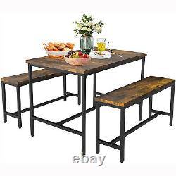 Dining Table Set & 2 Benches Outdoor Wooden Beer Table Chair Trestle Garden Pool