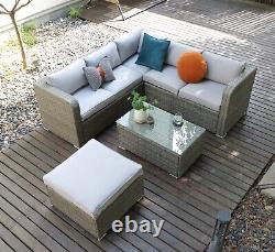 EcoSunny Rattan Garden Furniture 6 Seater Corner Sofa set with Cover