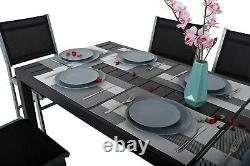 Extendable Garden Table Charcoal Aluminium Lamella Top Water & UV Resistant New