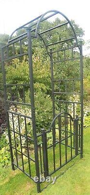 Extra Heavy Duty Black Metal Garden Arch Arches with Gates Plant Supports