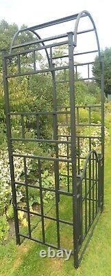 Extra Heavy Duty Black Metal Garden Arch Arches with Gates Plant Supports
