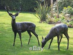 Extra Large Wild Deer Stag Bronze Statue Metal Garden Sculpture