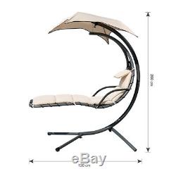 Finether Hanging Hammock Garden Swing Chair Canopy Seater Patio Lounger Beige AA