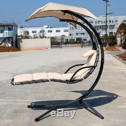 Finether Hanging Hammock Garden Swing Chair Canopy Seater Patio Lounger Beige AA
