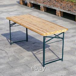 Folding Wood Beer Table AND Bench Set Garden Outdoor BBQ Bistro Bench Chair Desk