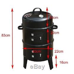 FoxHunter Black BBQ Charcoal Grill Barbecue Smoker Garden Outdoor Cooking Steel