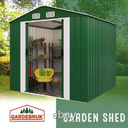 GARDEBRUK Metal Garden Tool Shed 10'x8' Garden With Foundation Sliding Door