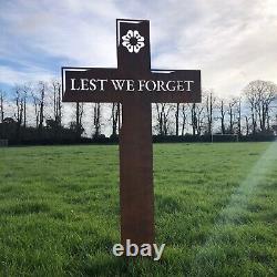GARDEN DECORATION Lest We Forget CROSS Silhouette Feature ornament soldier army